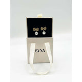Superdrug SVNX Diamante Bow Pearl Drop Earrings Gift Boxed- Buy online at McGrocer