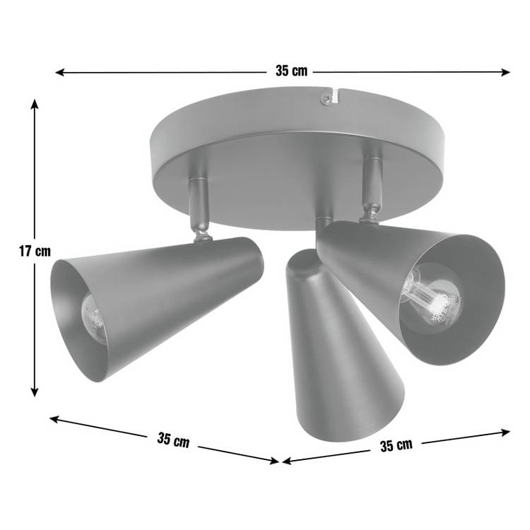 Argos Home matte black steel 3-light spotlight plate (British brand)
