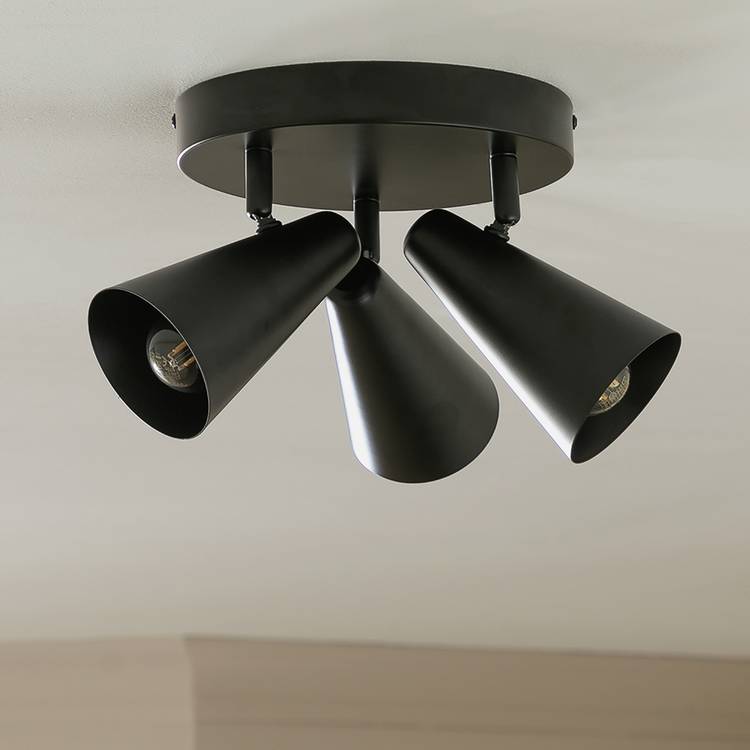Argos Home matte black steel 3-light spotlight plate (British brand)
