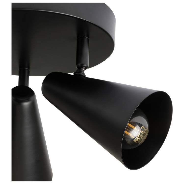 Argos Home matte black steel 3-light spotlight plate (British brand)