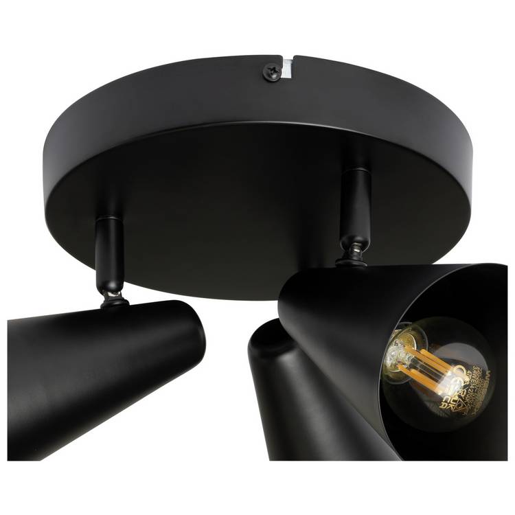 Argos Home matte black steel 3-light spotlight plate (British brand)