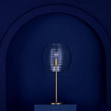Habitat Hub table lamp with brass base and glass shade, UK version