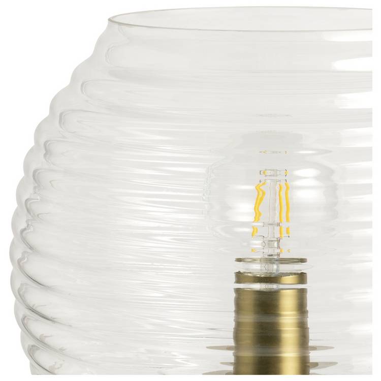Habitat Hub table lamp with brass base and glass shade, UK version