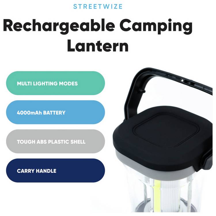 Streetwize 3W COB LED rechargeable camping lantern - British product
