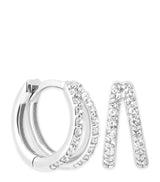 Harrods Astrid & Miyu White Gold and Topaz Illusion Huggie Earrings 0.9cm x 0.6cm- Buy online at McGrocer