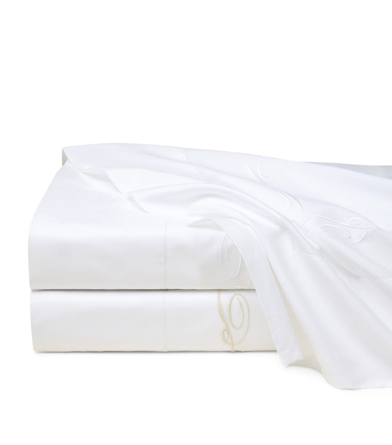 Pratesi embroidered cotton king flat sheet 275cm x 275cm, imported from the UK