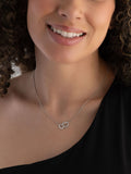 Silver Cubic Zirconia Double Heart Necklace Sterling Silver (British brand)