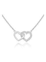 Next Silver Cubic Zirconia Double Heart Necklace Sterling Silver 42cm Length- Buy online at McGrocer