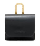 AllSaints black calfskin AirPods case with gold-tone carabiner - British product