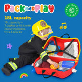 Trunki Frank Firetruck ride-on suitcase red, imported from the UK