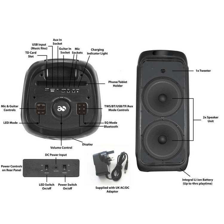 Acoustic Solutions K60 Bluetooth party speaker 60W (British brand)