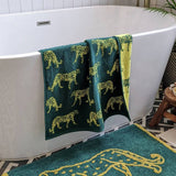 furn hand towel leopard pattern teal green 85x50cm, UK version