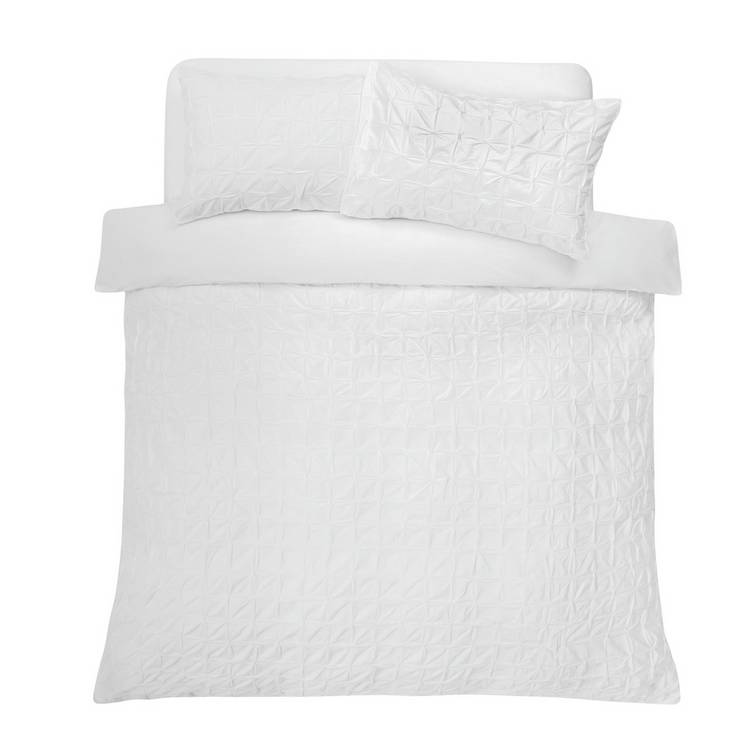 Argos Home pintuck white bedding set single, imported from the UK