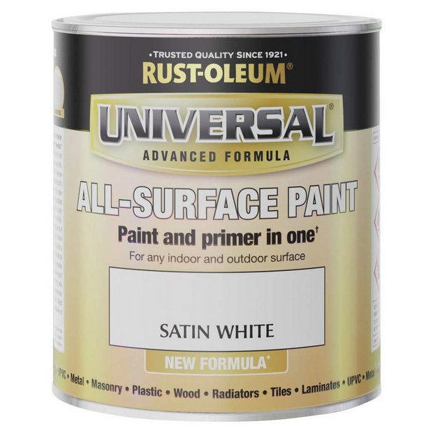 Rust-Oleum all-surface satin paint white 750ml, imported from the UK
