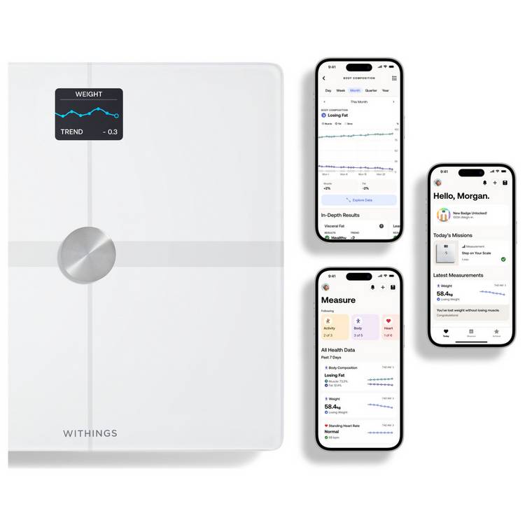 Withings Body Smart WiFi scale white glass platform (British brand)