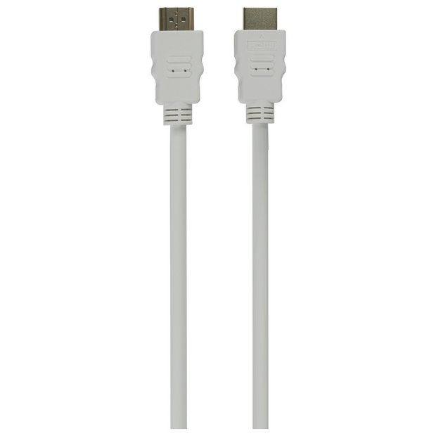 White 2m HDMI cable with gold-plated connectors - British product