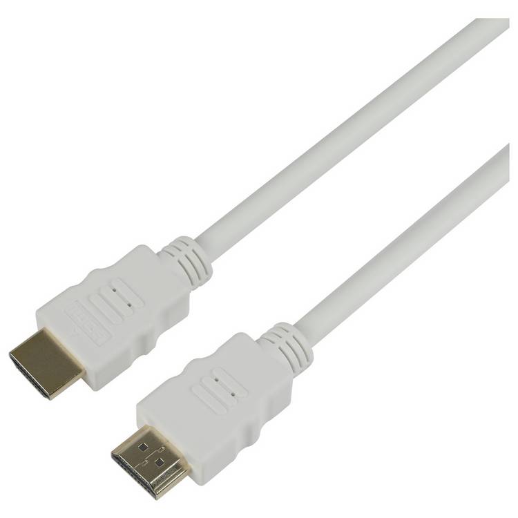 White 2m HDMI cable with gold-plated connectors - British product