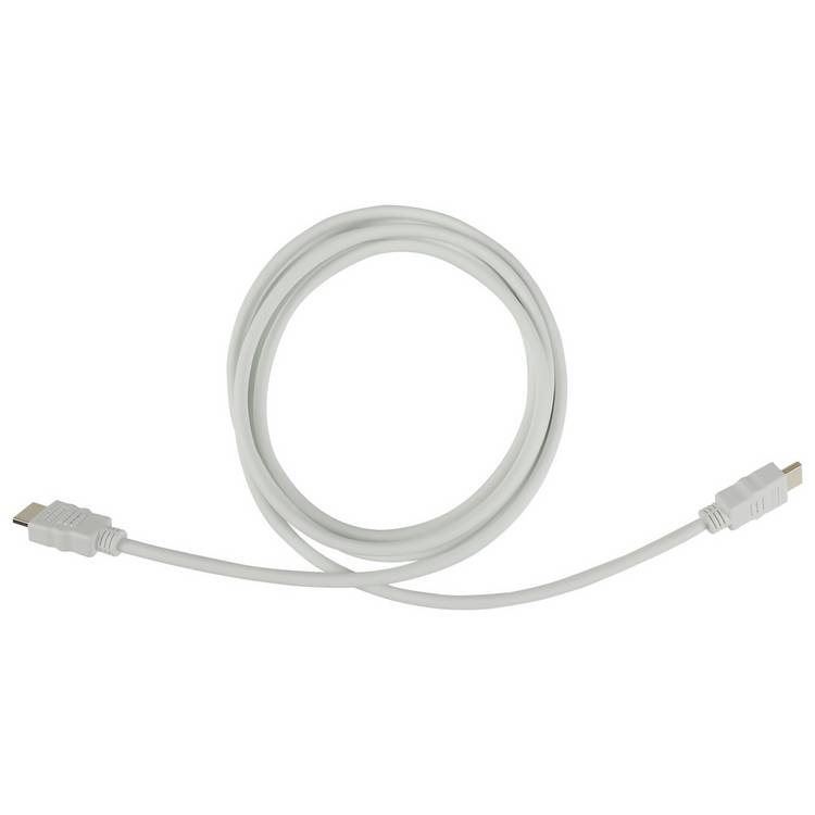 White 2m HDMI cable with gold-plated connectors - British product