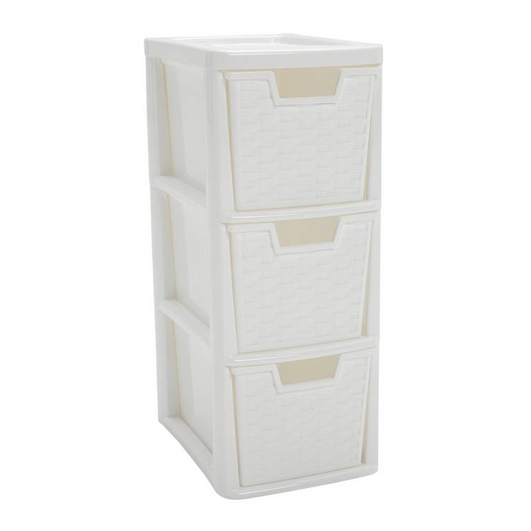 Argos rattan storage tower white 3 drawer - British product