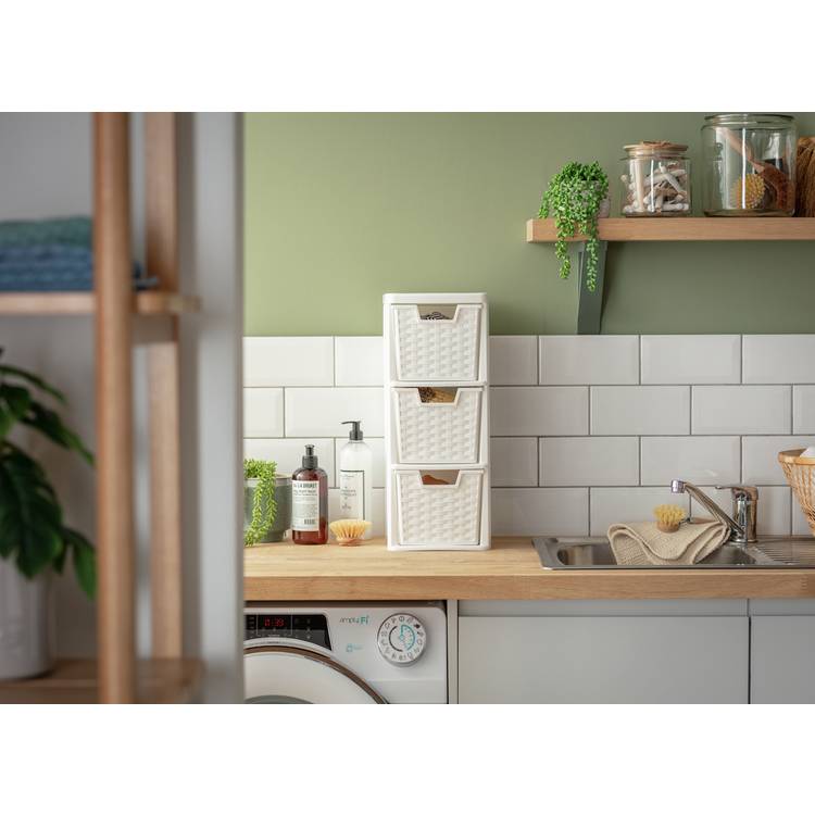 Argos rattan storage tower white 3 drawer - British product