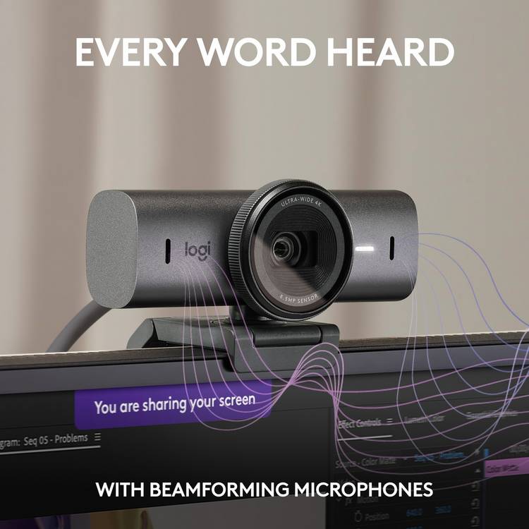 Logitech MX Brio 4K UHD webcam with Sony STARVIS sensor (British brand)