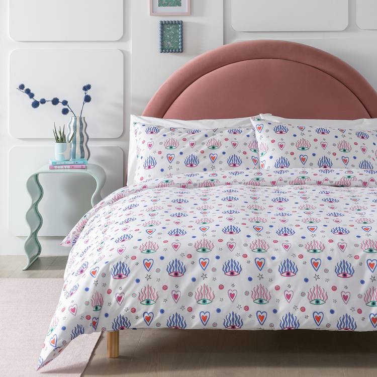 Habitat cotton eyes heart print bedding set single, UK version