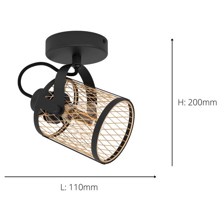 EGLO Dellow black steel spotlight - British product