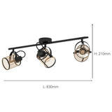 EGLO Dellow three-light black ceiling spotlight (British brand)