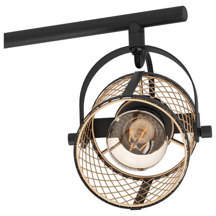 EGLO Dellow three-light black ceiling spotlight (British brand)