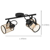 EGLO Dellow black adjustable spotlight with mesh shades, imported from the UK