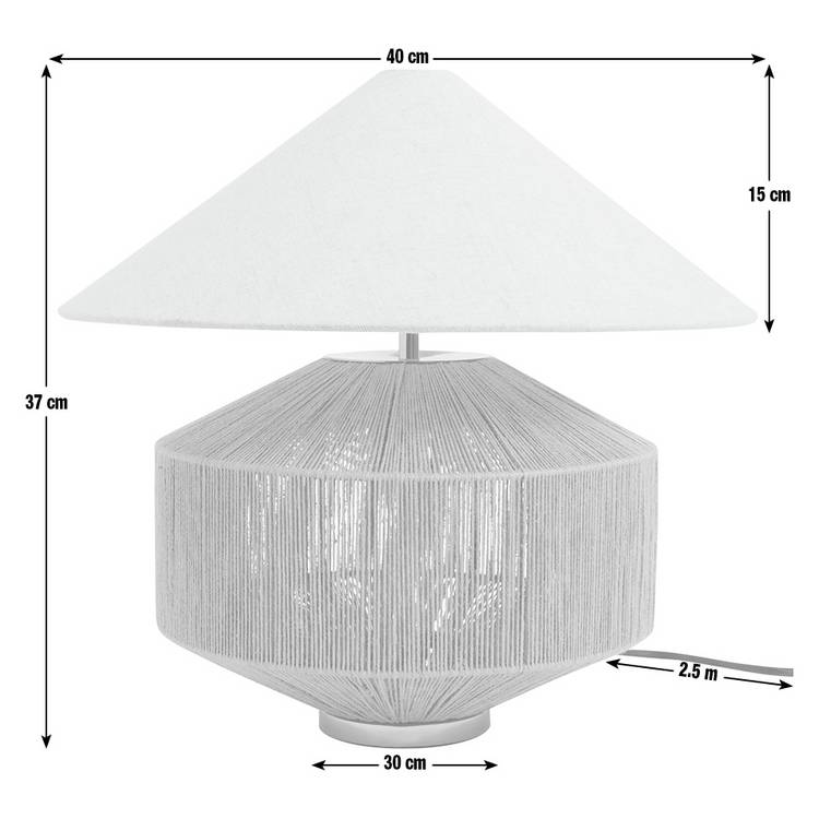 Habitat jute wrapped table lamp with cream shade 37cm - British product