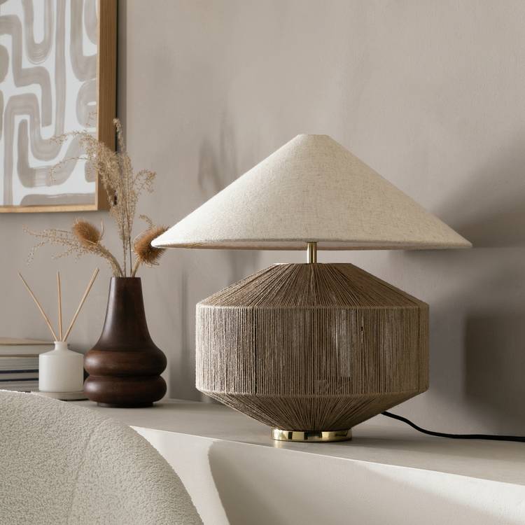 Habitat jute wrapped table lamp with cream shade 37cm - British product