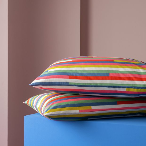 Habitat Klee cotton pillowcase 2pk multicolour - British product