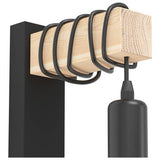 Eglo steel wall light black and wood, imported from the UK