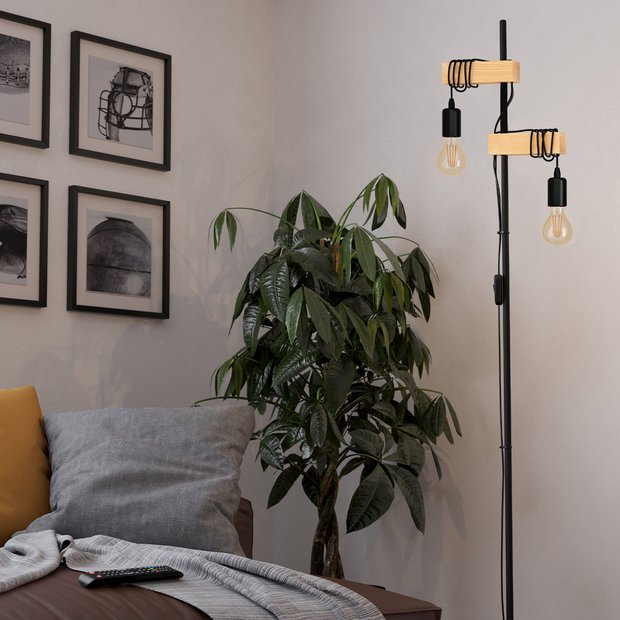 EGLO Townshend floor lamp black oak 166.5cm, imported from the UK