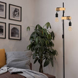 Argos EGLO Townshend Statement Floor Lamp Black & Oak H166.5cm- Buy online at McGrocer
