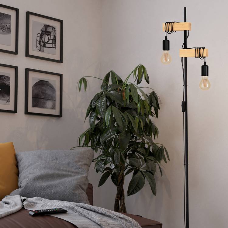 EGLO Townshend floor lamp black oak 166.5cm, imported from the UK
