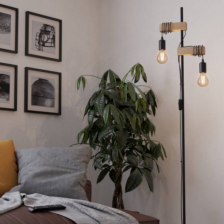 EGLO Townshend floor lamp black oak 166.5cm, imported from the UK