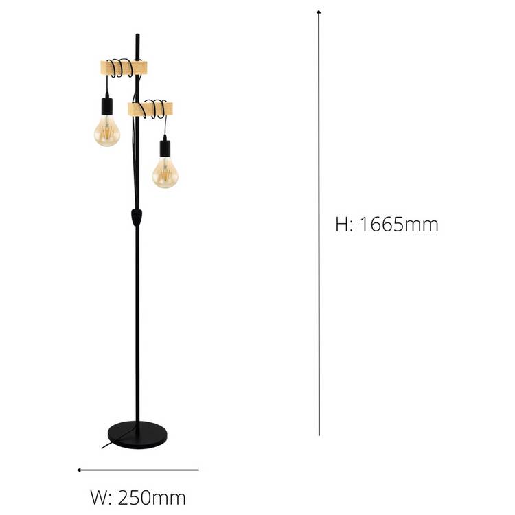 EGLO Townshend floor lamp black oak 166.5cm, imported from the UK
