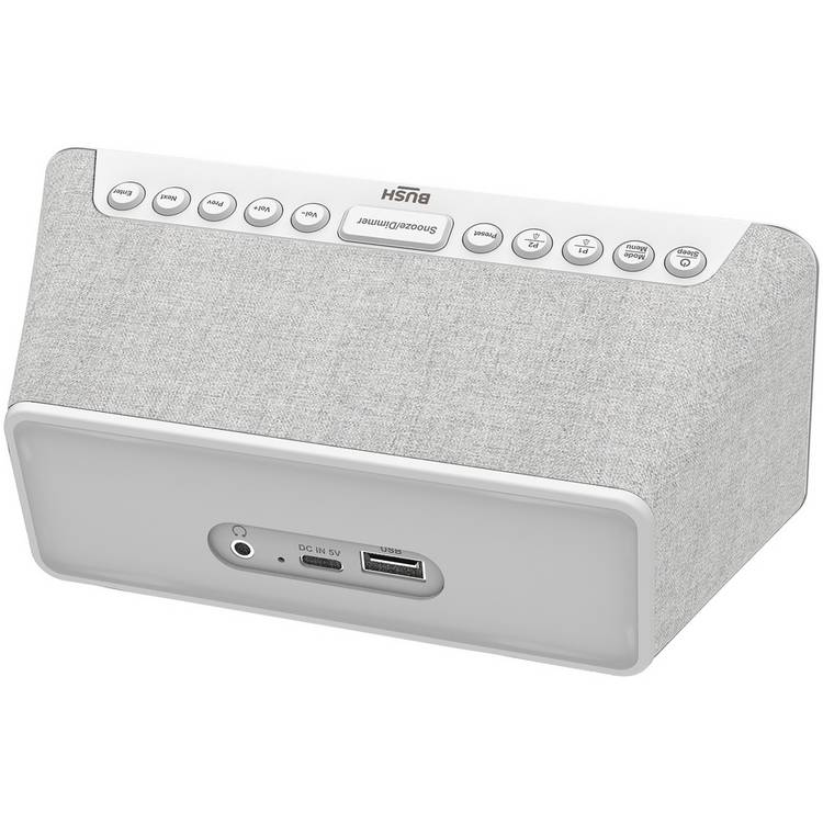 Bush Oxford DAB clock radio in white compact size, UK version