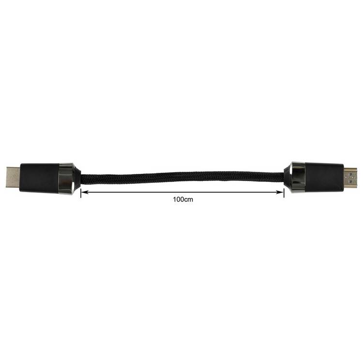 4K Ultra HD HDMI cable 1m black with braided coating (British brand)