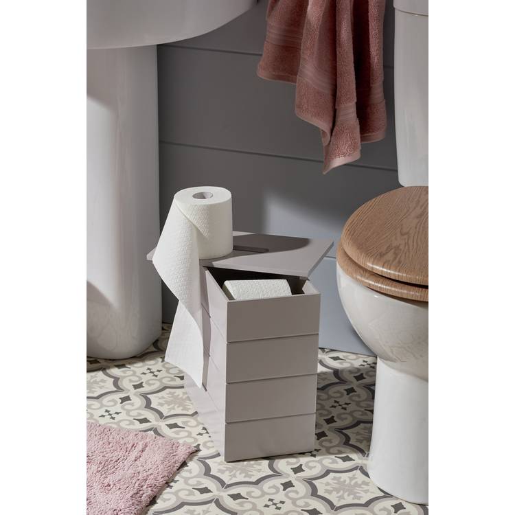 Argos Home wooden toilet roll holder grey (British brand)