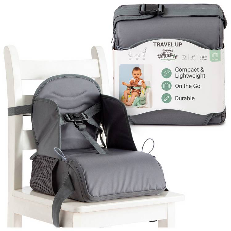BabyToLove travel waterproof booster seat with storage grey, imported from the UK