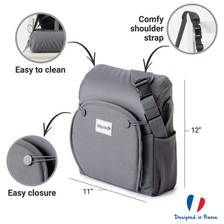 BabyToLove travel waterproof booster seat with storage grey, imported from the UK