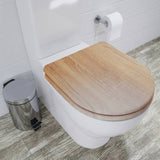 Croydex slow close D-shaped toilet seat oak finish, imported from the UK