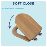 Croydex slow close D-shaped toilet seat oak finish, imported from the UK