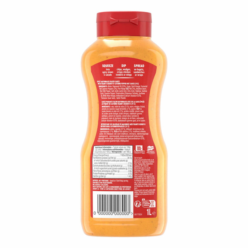 Frank's RedHot Spicy Mayonnaise Sauce 1L - British product