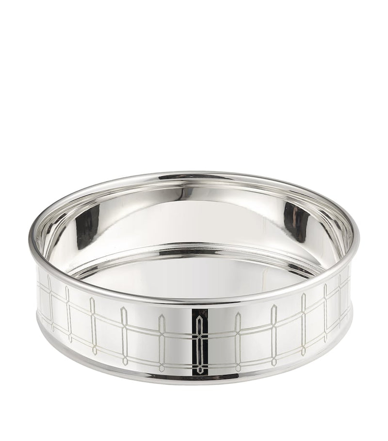 Christofle silver-plated Graphik bottle coaster - British product