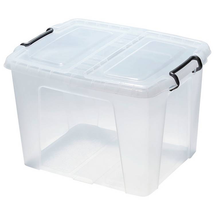 Strata Smart clear storage boxes with lids 3x40L (British brand)