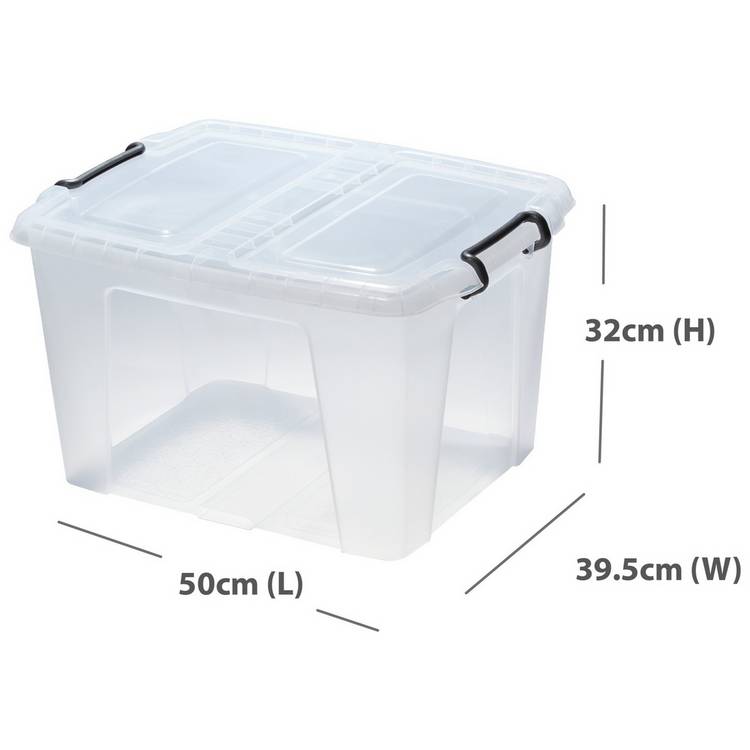 Strata Smart clear storage boxes with lids 3x40L (British brand)